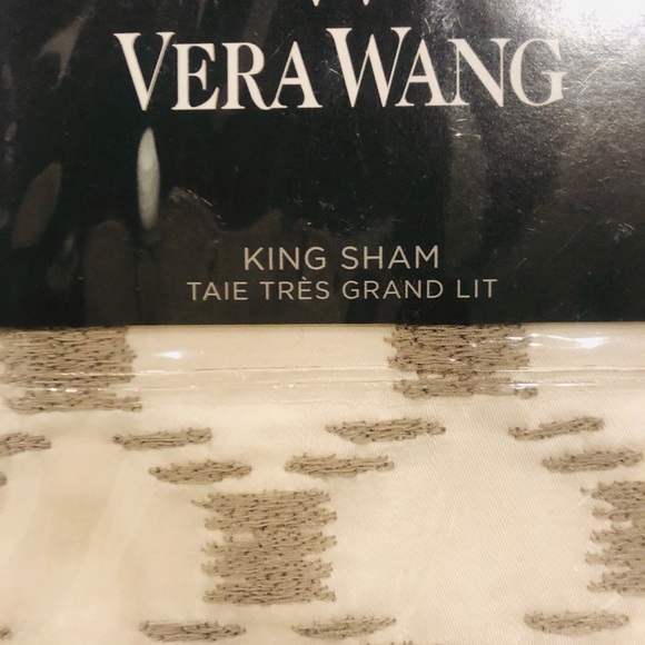 VERA WANG Embroidered Lattice King Sham Ivory & Taupe - Picture 7 of 9